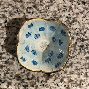 Anthropologie Floral Blue Trinket Dish